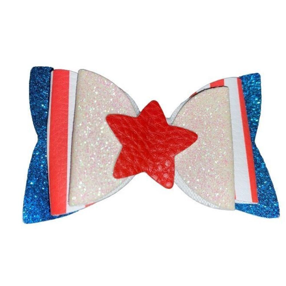 ⭐️5/$10⭐️ 4th Of July Faux Leather Hair Bow